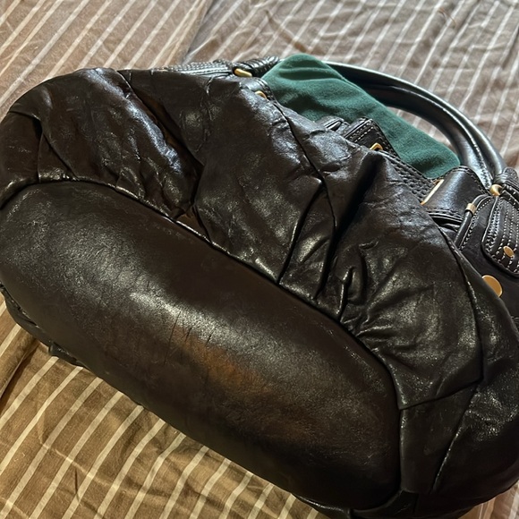 Y2K Juicy Couture Black Leather HoBo Bag w/ Gold Hardware - Picture 8 of 11